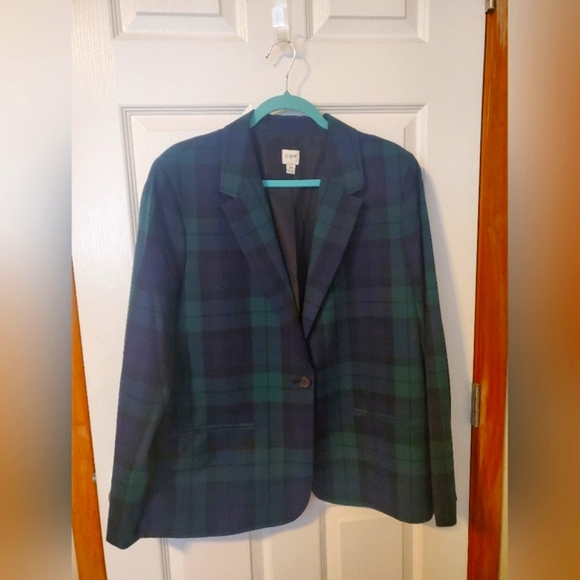 J. Crew Black Watch Tartan One Button Blazer - Picture 1 of 3